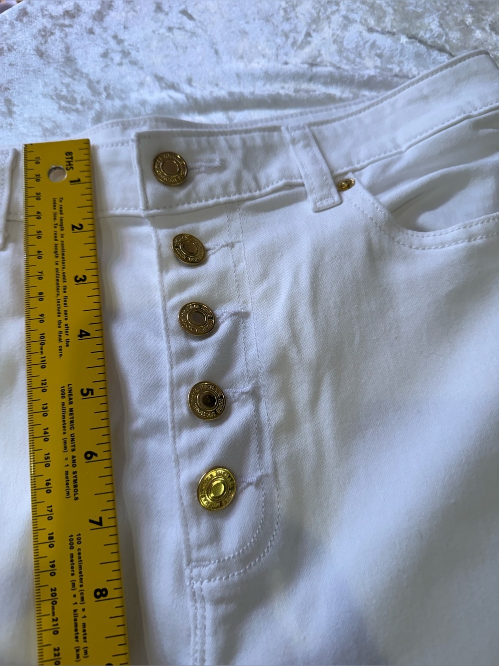 Michael Kors White Button-Fly Straight Jeans Minimalist Comfort NWOT - Picture 8 of 11
